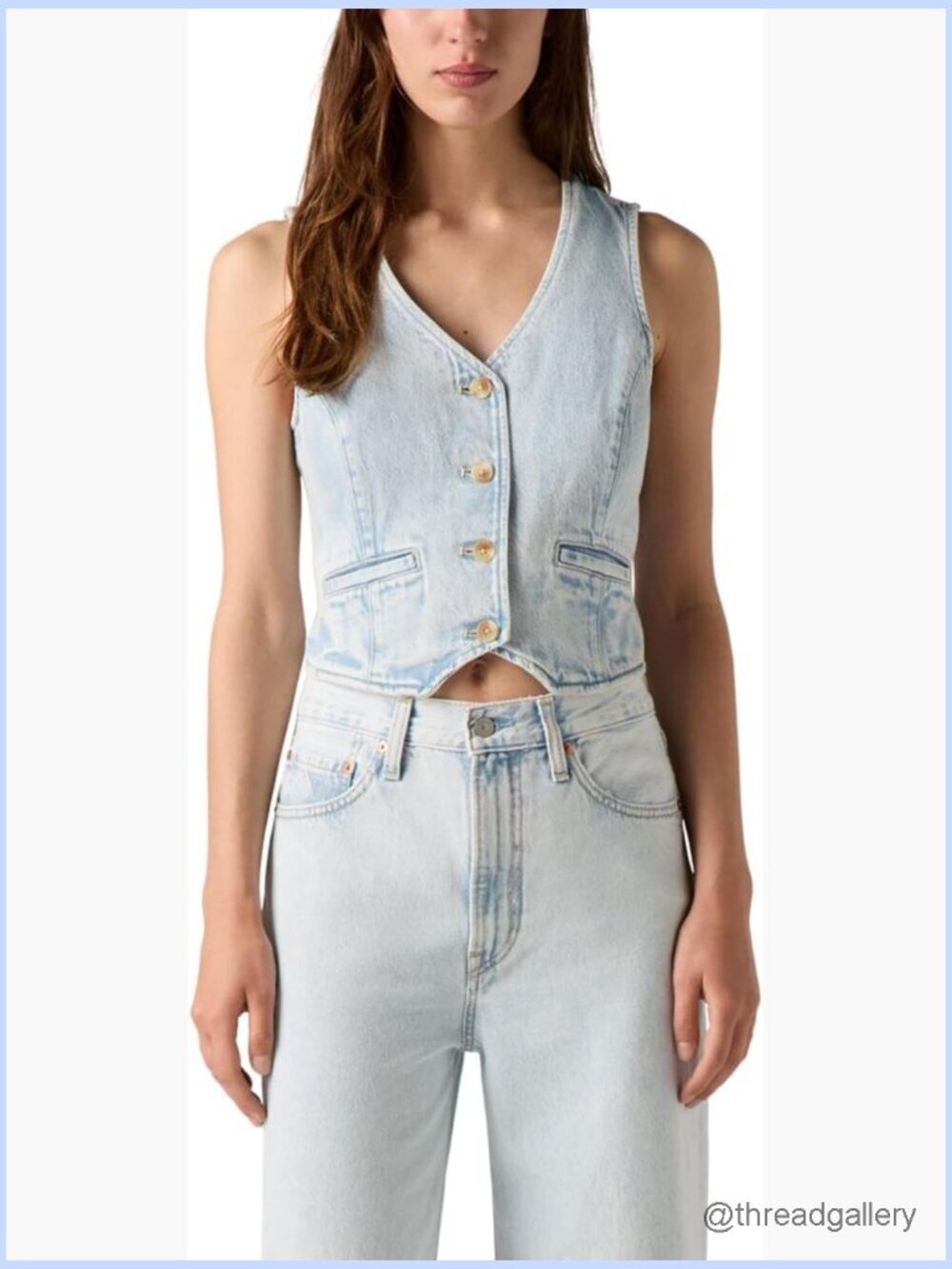 Slim Fit Denim Vest with V-Neck, Sleeveless, Snap Button Closure